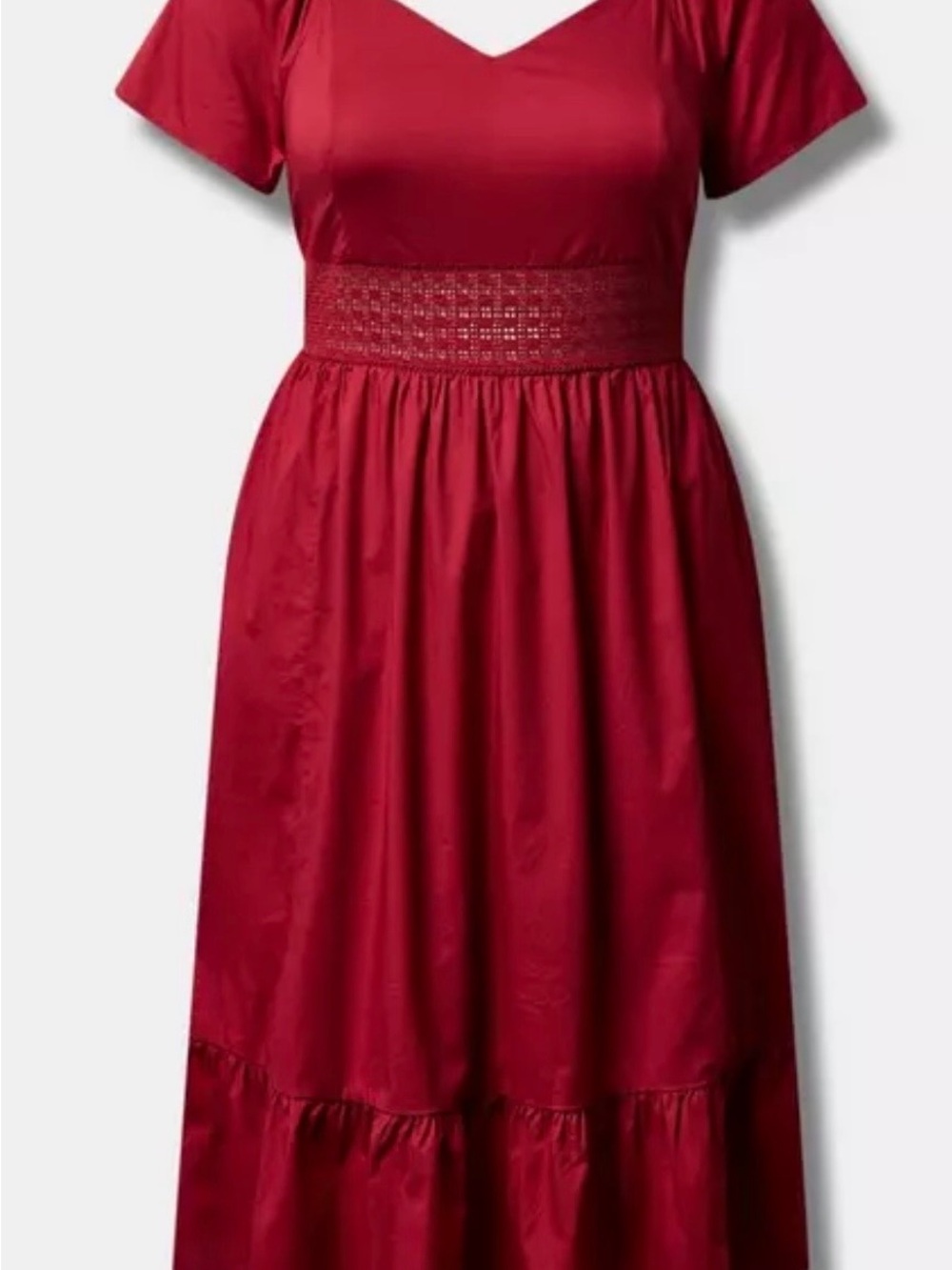 torrid poplin sheer waist Tie-Back Midi Dress - Picture 3 of 11
